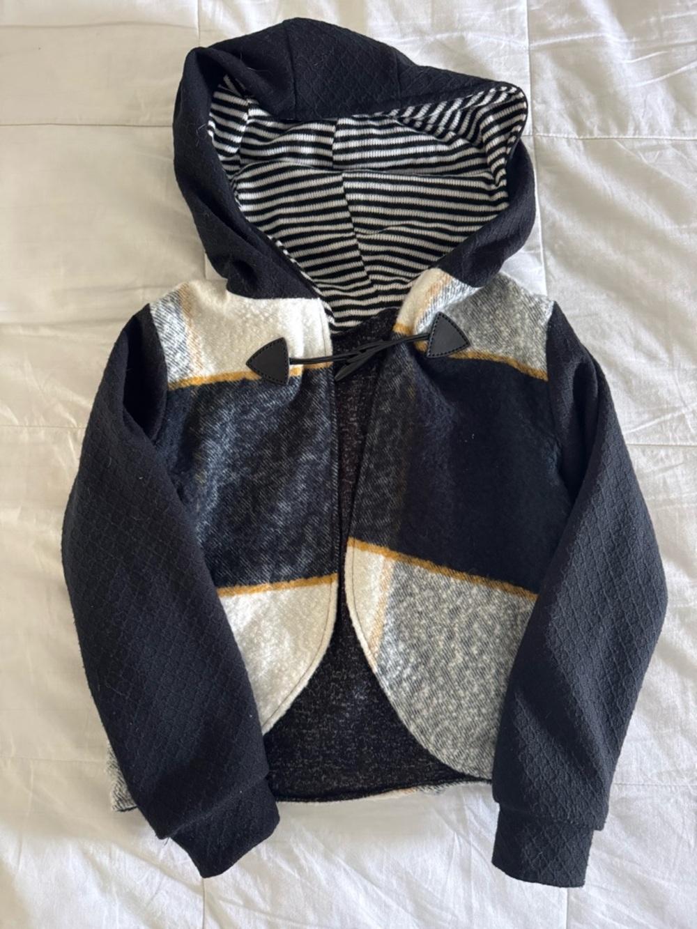 Kids Hooded Jacket , Color block / Mixed fabric